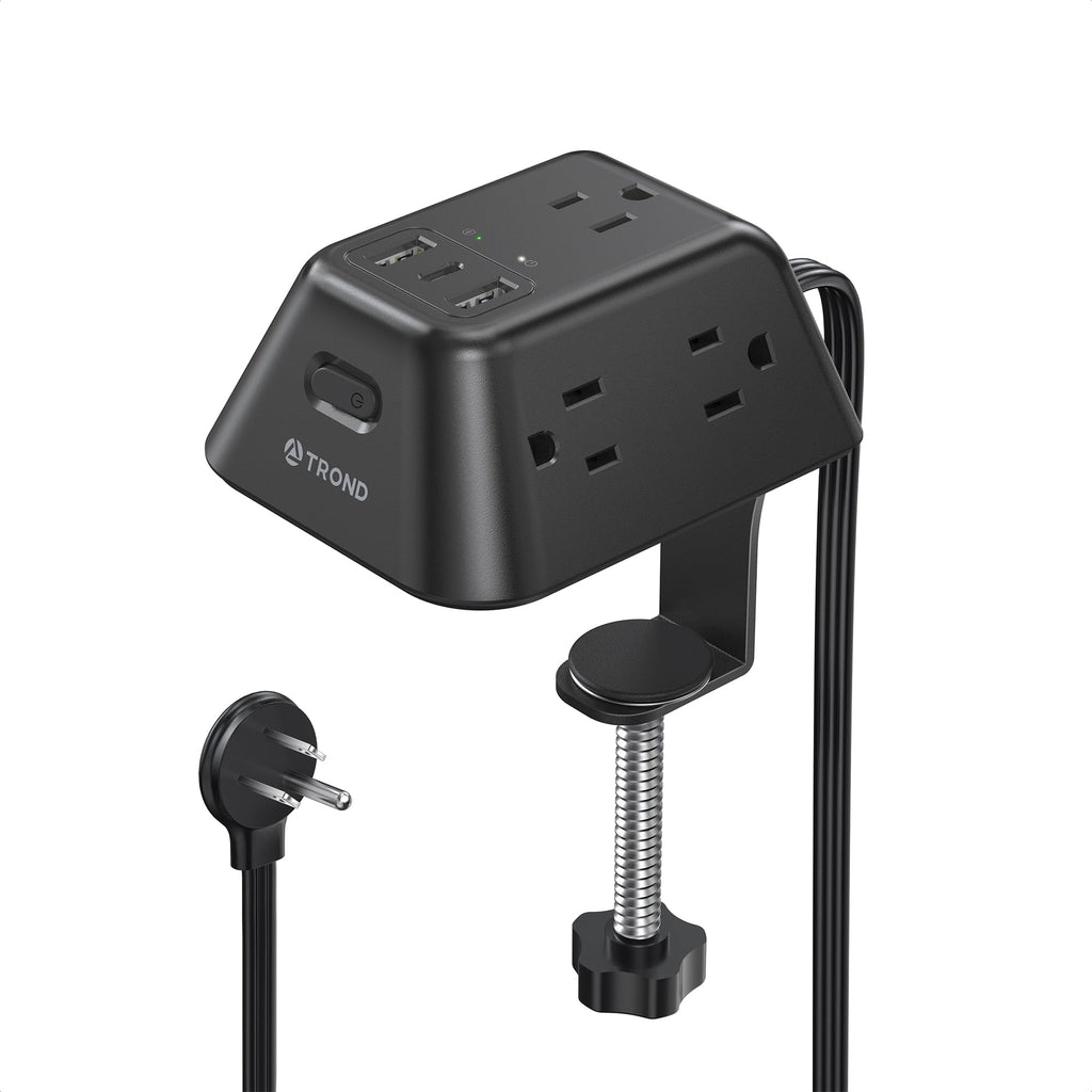 ProximityGG Desk Clamp Power Strip — 5 AC Outlets, 3 USB Ports & Surge Protection