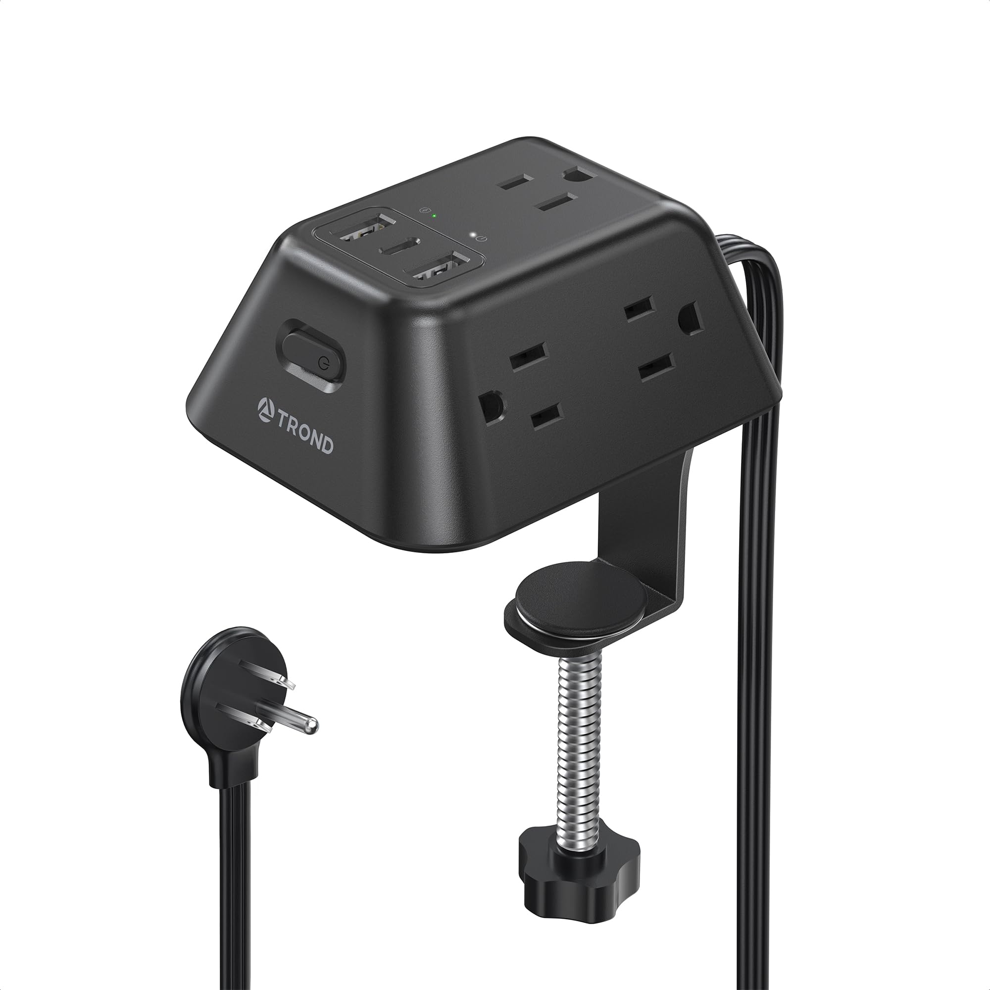 ProximityGG Desk Clamp Power Strip — 5 AC Outlets, 3 USB Ports & Surge Protection